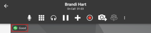 The Network Quality indicator is displayed under the call header.