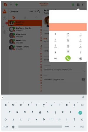Dial pad in an Android tablet