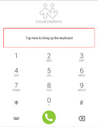 The dial pad entry field is above the numbered dial pad.