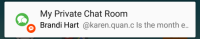 An open chat room mention notification open from the Android status bar.