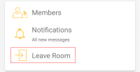 "Leave Room" is in "Room Settings".