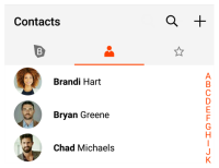 Your contacts appear in a list.