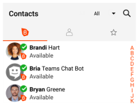 Your contacts show in a list.