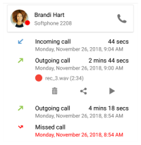 The expanded "History" entry shows the individual calls from the contact.