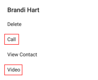 "Call" and "Video" are on the long-press menu.