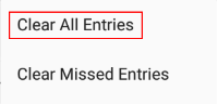 "Clear All Entries" is on the "More" menu.