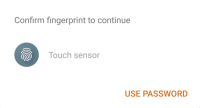 "Touch sensor" is on "Confirm fingerprint to continue".