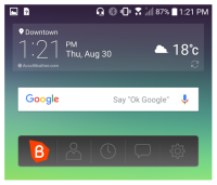 The Bria widget is on the Android phone home screen.