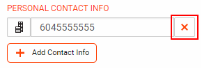 The "Remove Contact Information" button appears beside the contact information you want to delete.