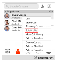 "Edit Profile" is on the shortcut menu.