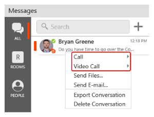 "Call" and "Video Call" are on the shortcut menu.
