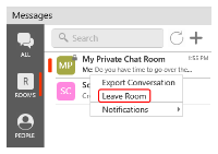 "Leave Room" is on the context menu.