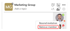"Remove member" is on the shortcut menu.