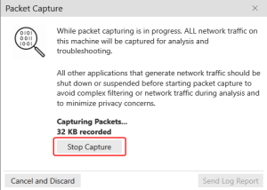 The "Stop Capture" button is on "Packet Capture".