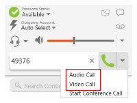"Audio Call" and "Video Call" are in the "More call options" menu.