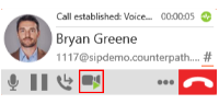 The "Start sending video button" is on the call panel.