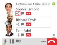 The "Seperate Calls" button is beside the participant's name on the call panel.