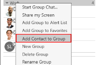 Windows: Add Contact to Group on the short-cut menu