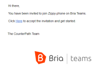 There is a link to the Bria Teams user portal in the email.