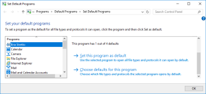 The "Set Default Programs" window.