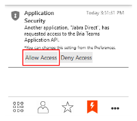 The "Allow Access" button is on "Application Security".