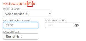The "Remove Voice Account" button is beside"Voice Account #"