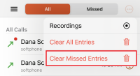 "Clear Missed Entries" is on the menu.