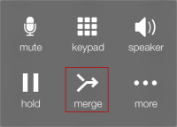 The "Merge" button is on the call controls.