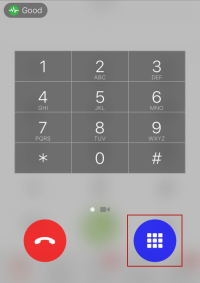 iPhone Tap close keypad to return to the call screen