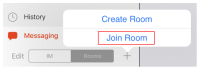 "Join Room" is on the "Add" menu.
