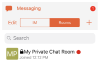 iPad: A new indicator appears on the chat room and on the "Messaging" badge.