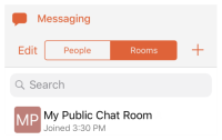 The public room is in "Rooms" on the "Messaging" tab.