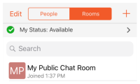 The public room is in "Rooms" on the "Messaging" tab.