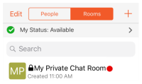 The private chat room is in "Rooms" and in "Messaging".
