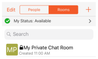 The chat room is in "Rooms".