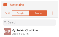 The new public room is in "Rooms" on the "Messaging" tab.