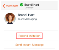 "Resend invitation" is in "Member" details.