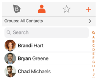 Your contacts are shown in a list.