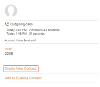 "Create New Contact" is in "History" details.