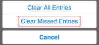 "Clear Missed Entries" is on the menu.