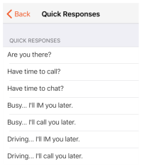 The "Quick Responses" are shown in a list.