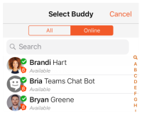 Your contacts are shown in the list.